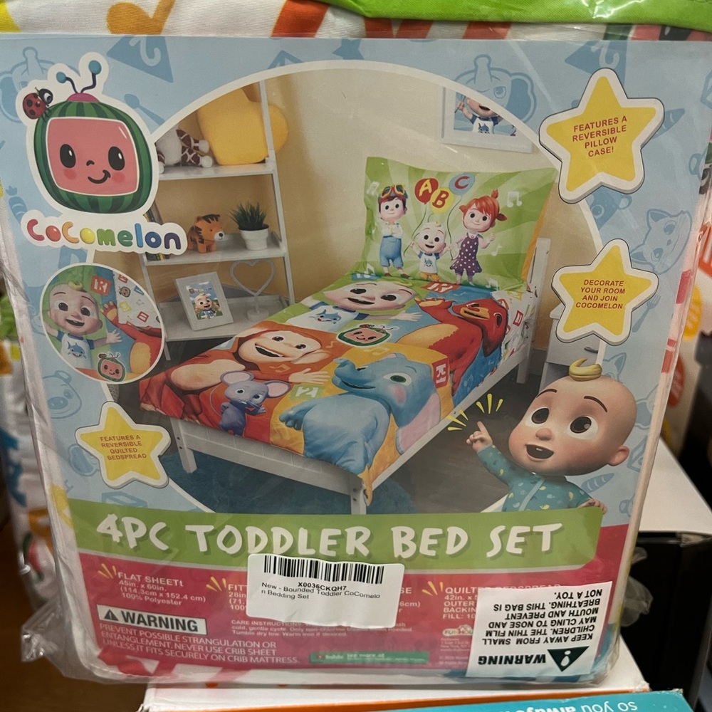 Cocomelon 4 Piece Toddler Bed Set